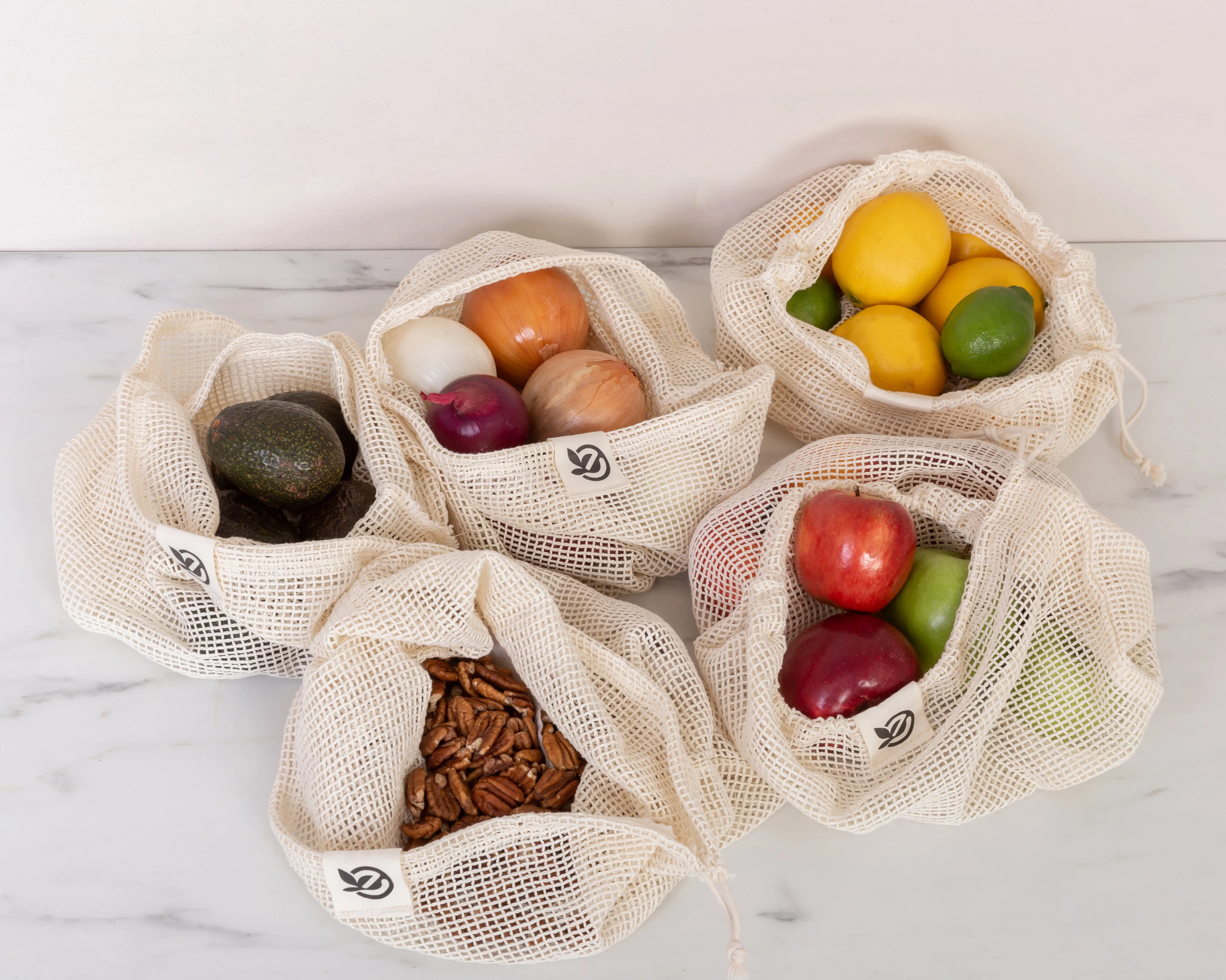 REUSABLE COTTON PRODUCE BAGS | SET OF 5