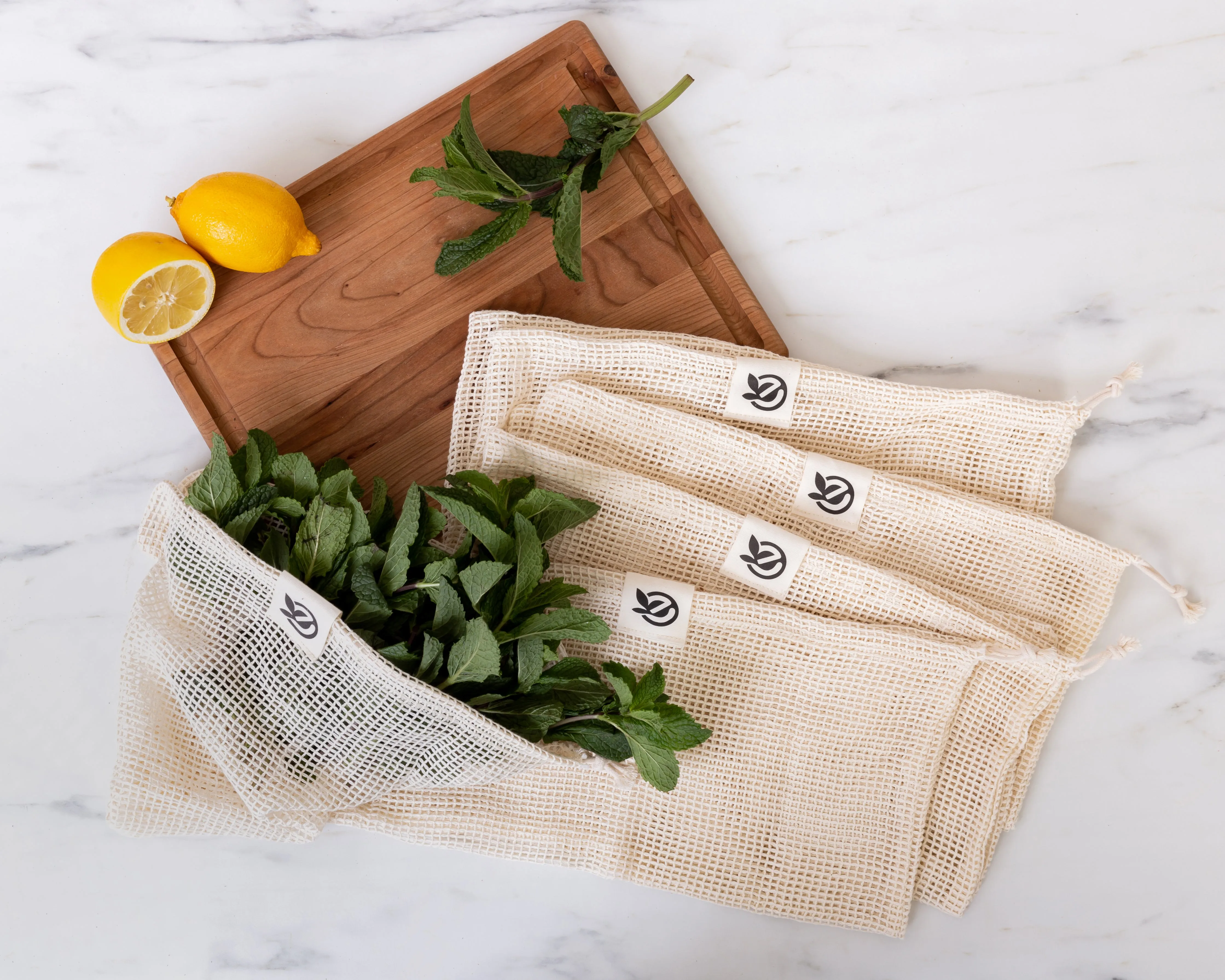 REUSABLE COTTON PRODUCE BAGS | SET OF 5