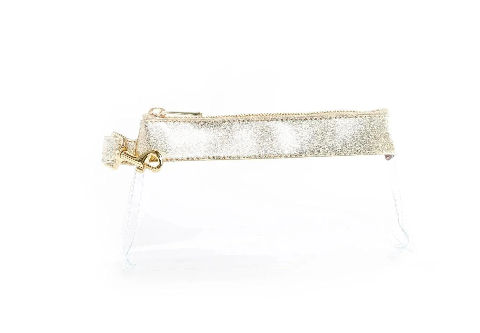 Rich Gold Tone Premium Leather Wristlet Bag