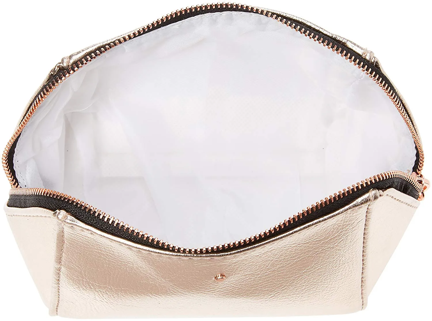 Rose Gold Metallic Cosmetic, Makeup, or Toiletry Bag Pouch for Travel and Organization - Made of Premium Vegan Leather