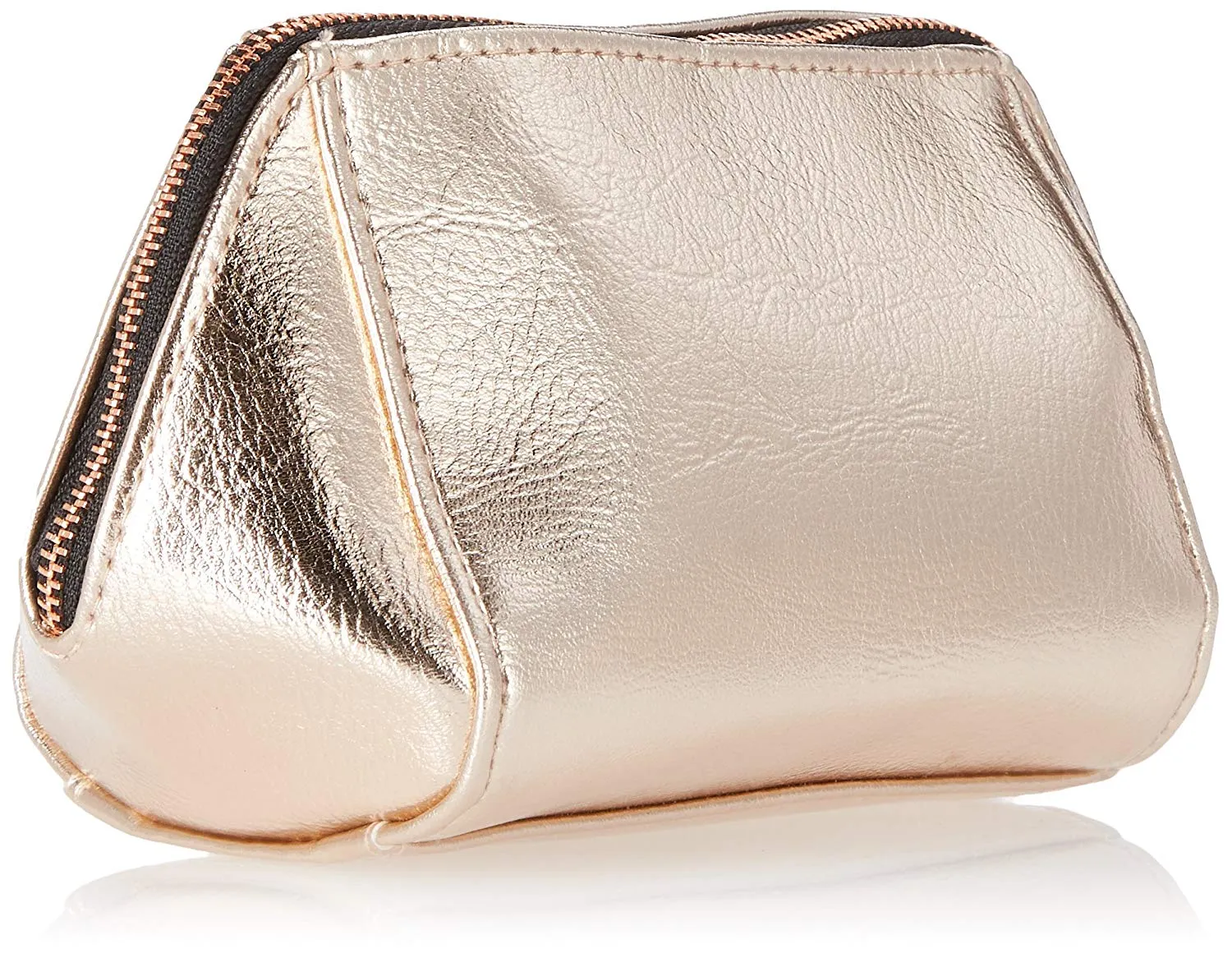 Rose Gold Metallic Cosmetic, Makeup, or Toiletry Bag Pouch for Travel and Organization - Made of Premium Vegan Leather