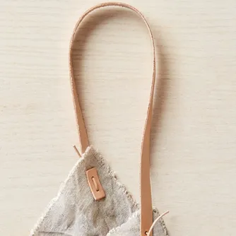 Rustic Linen Four Corner Bag   Leather Handles