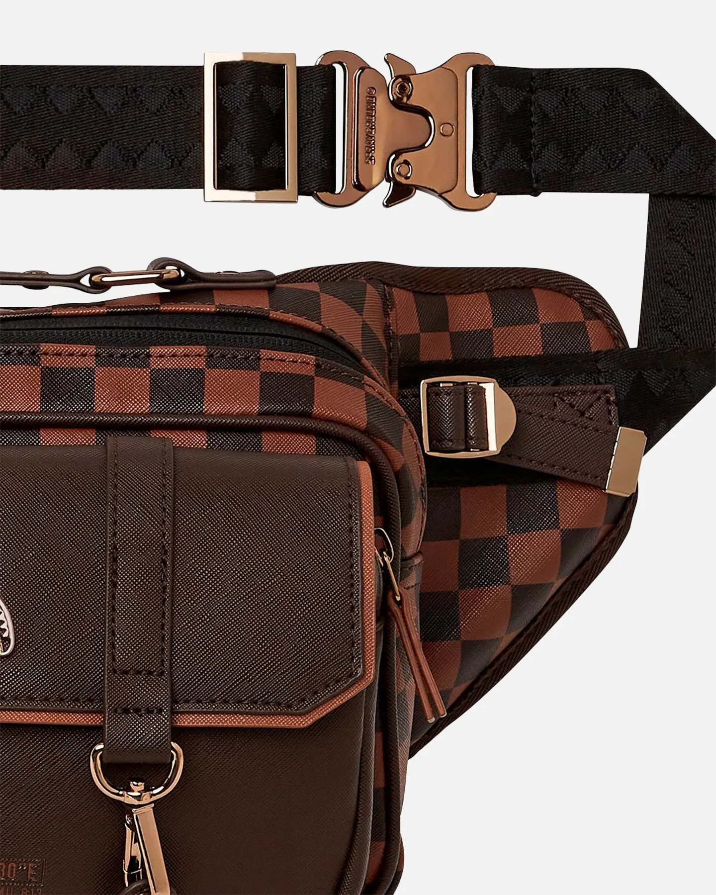 Sprayground Brown Checkered Special Ops Crossbody Bag Brown