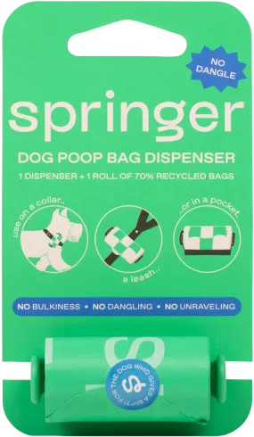 Springer Pets Poop Bag Dispenser With Bags Springer Green