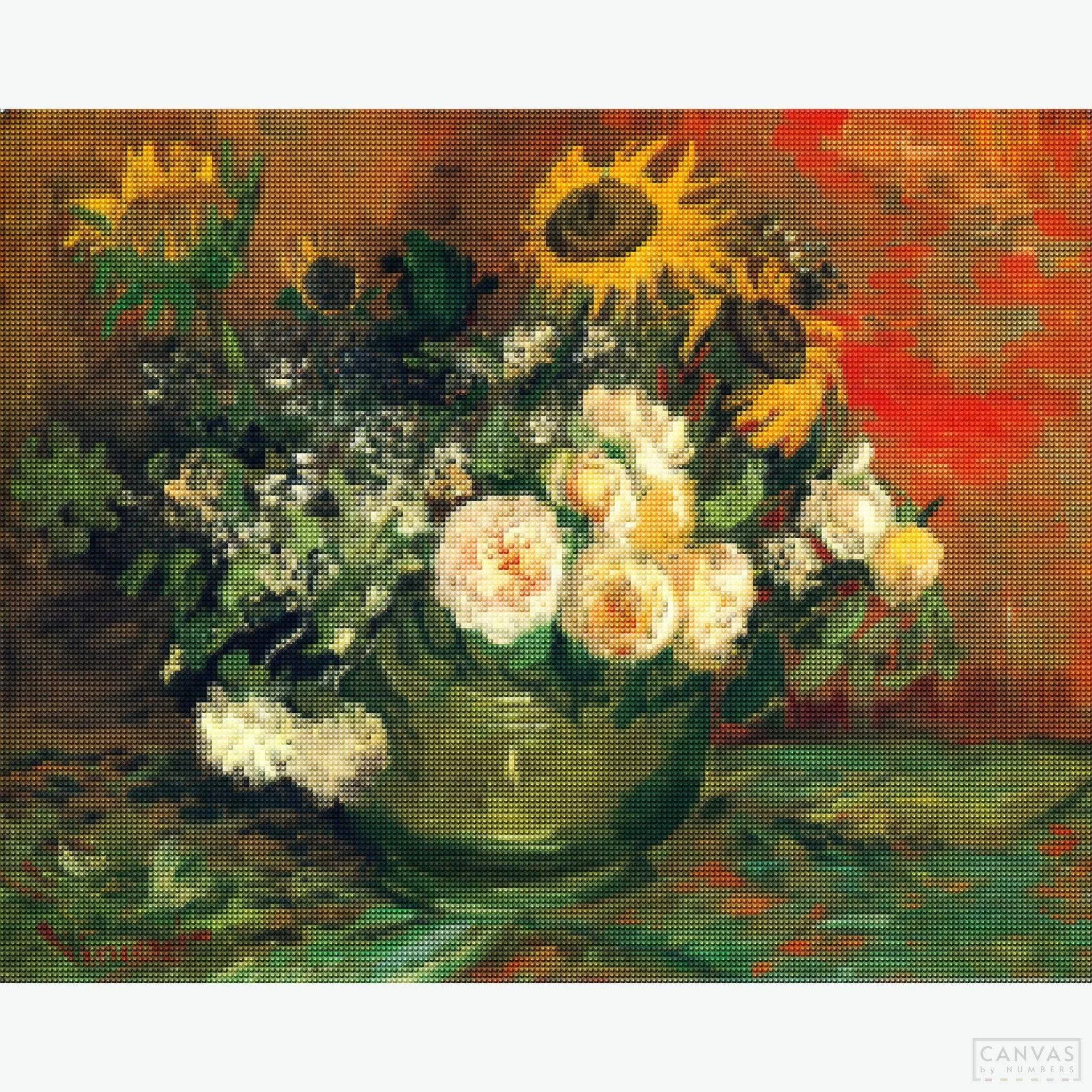 Still Life with Roses and Sunflowers - Diamond Painting