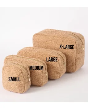 Tan Teddy Sherpa Cosmetic Pouches - Assorted Sizes