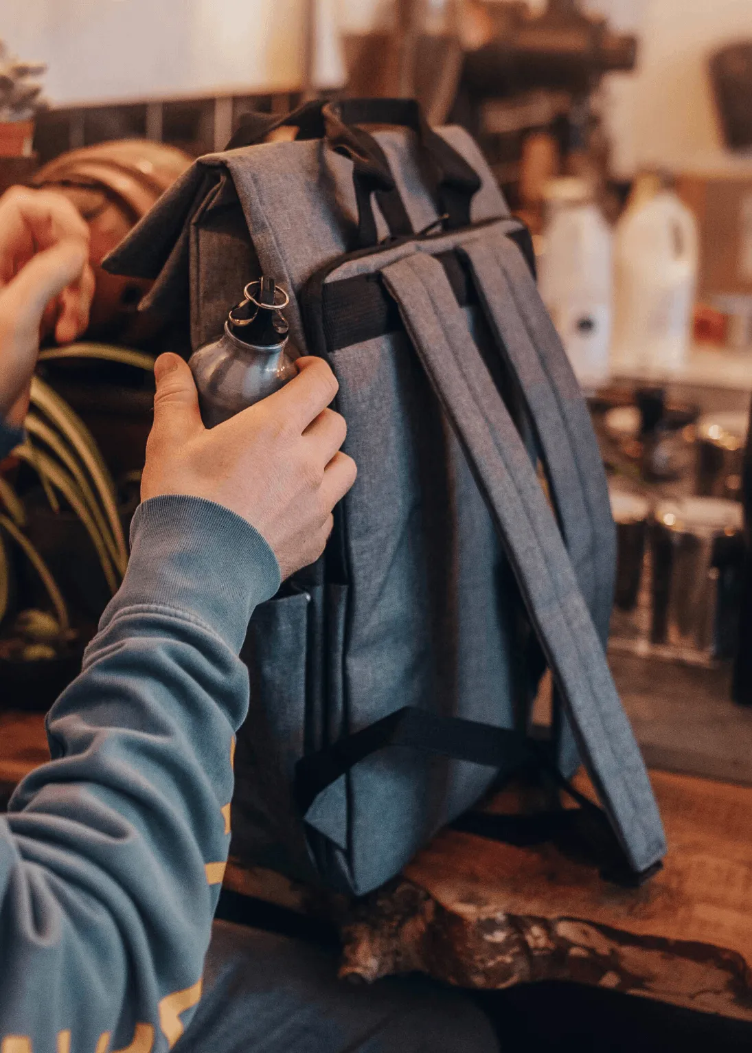 'The Traveller' Recycled Laptop Backpack in Grey