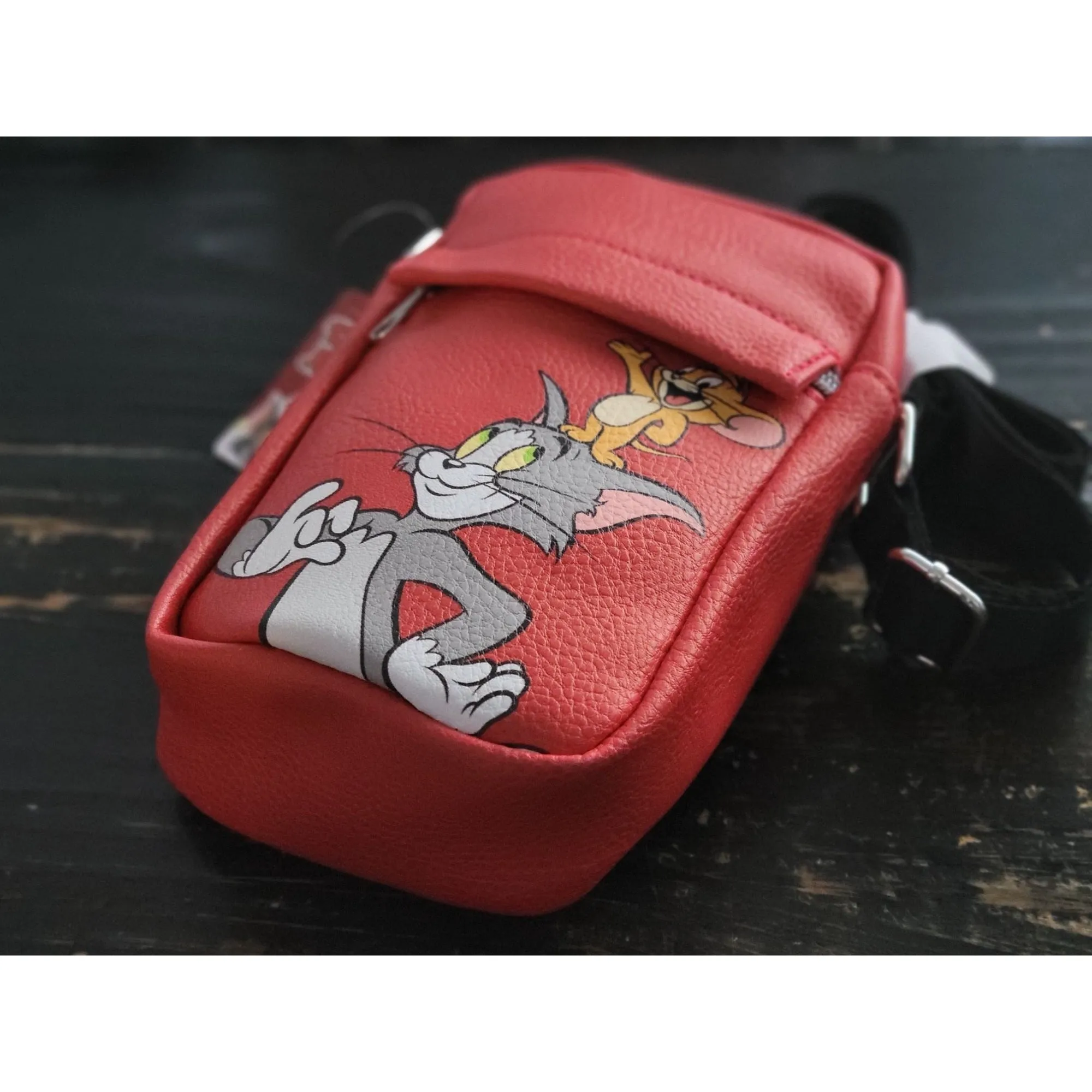 Tom and Jerry Red Zipper Small Crossbody Fanny Bag