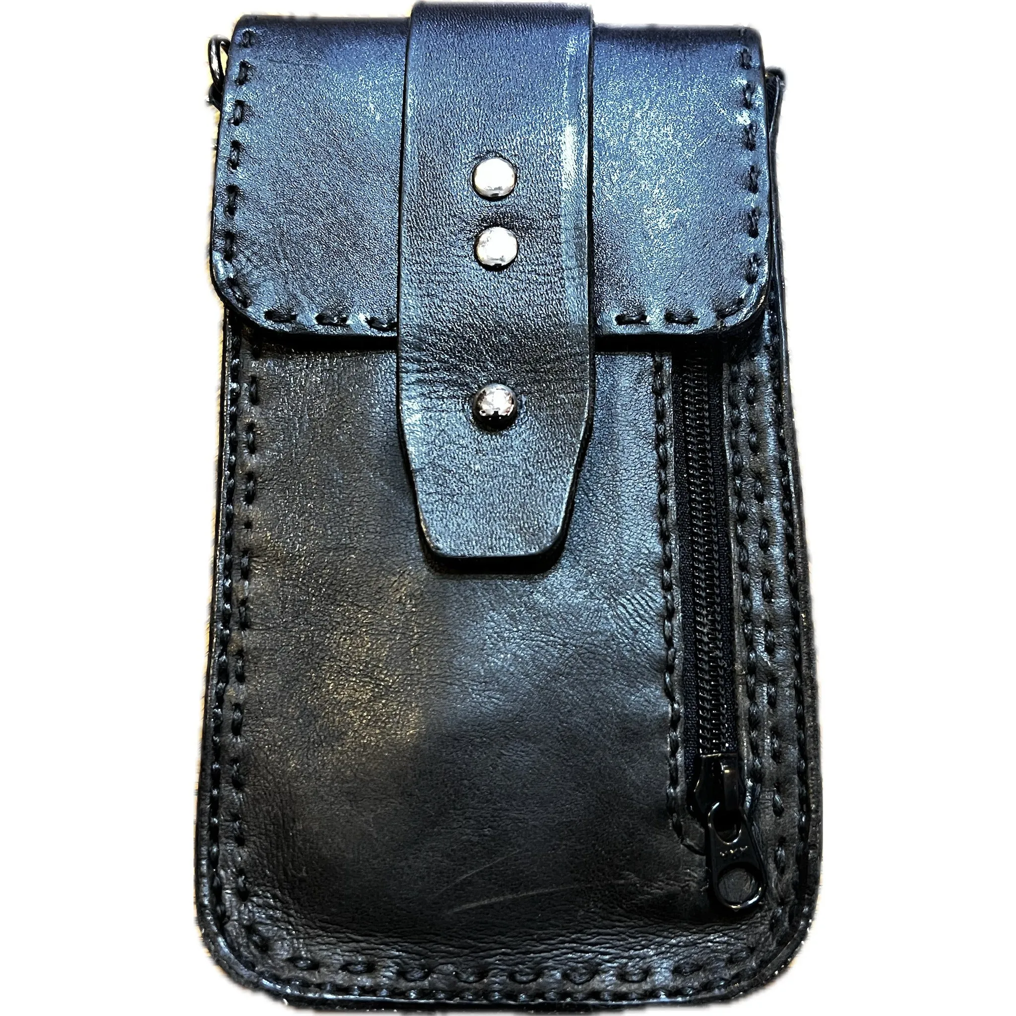 TOURIST LEATHER CROSSBODY CELL PHONE BAG HAND SEWN M9