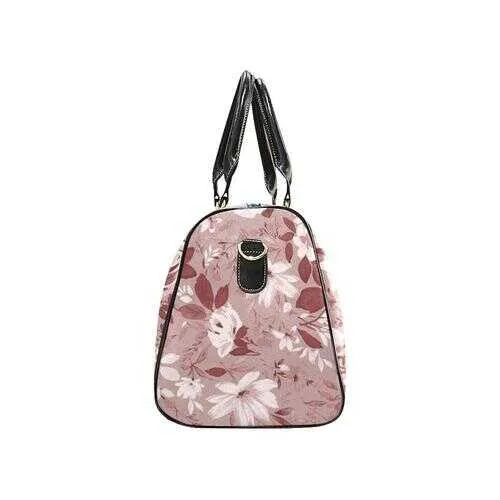 Travel Bags, Pink And White Floral Style Adjustable Black Handle Zip Close Bag