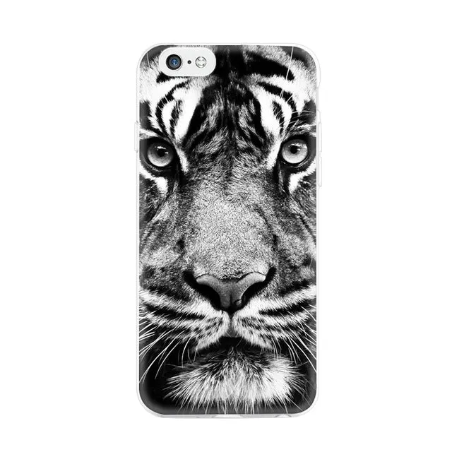 Ultra Thin Phone Case For iPhone 7 6 5 4 TPU Bags Cover For iPhone 5S 6S 4S 7 Plus 5C SE Spring Autumn Tiger Painting Pattern