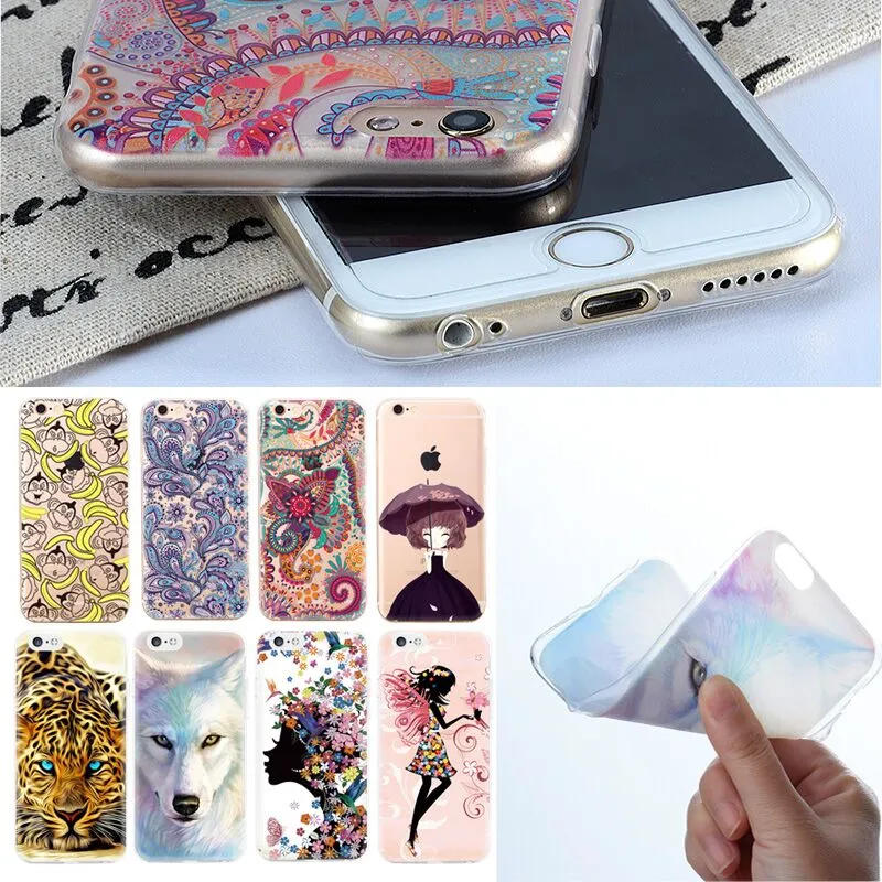 Ultra Thin Phone Case For iPhone 7 6 5 4 TPU Bags Cover For iPhone 5S 6S 4S 7 Plus 5C SE Spring Autumn Tiger Painting Pattern