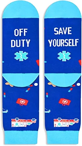 Unisex EMT Socks Pharmacy Socks Paramedic Socks, Funny Paramedic Gifts for Men Women, EMT Driver Gifts, Ambulance Drivers Gifts, Emergency Room ER Nurse Gifts