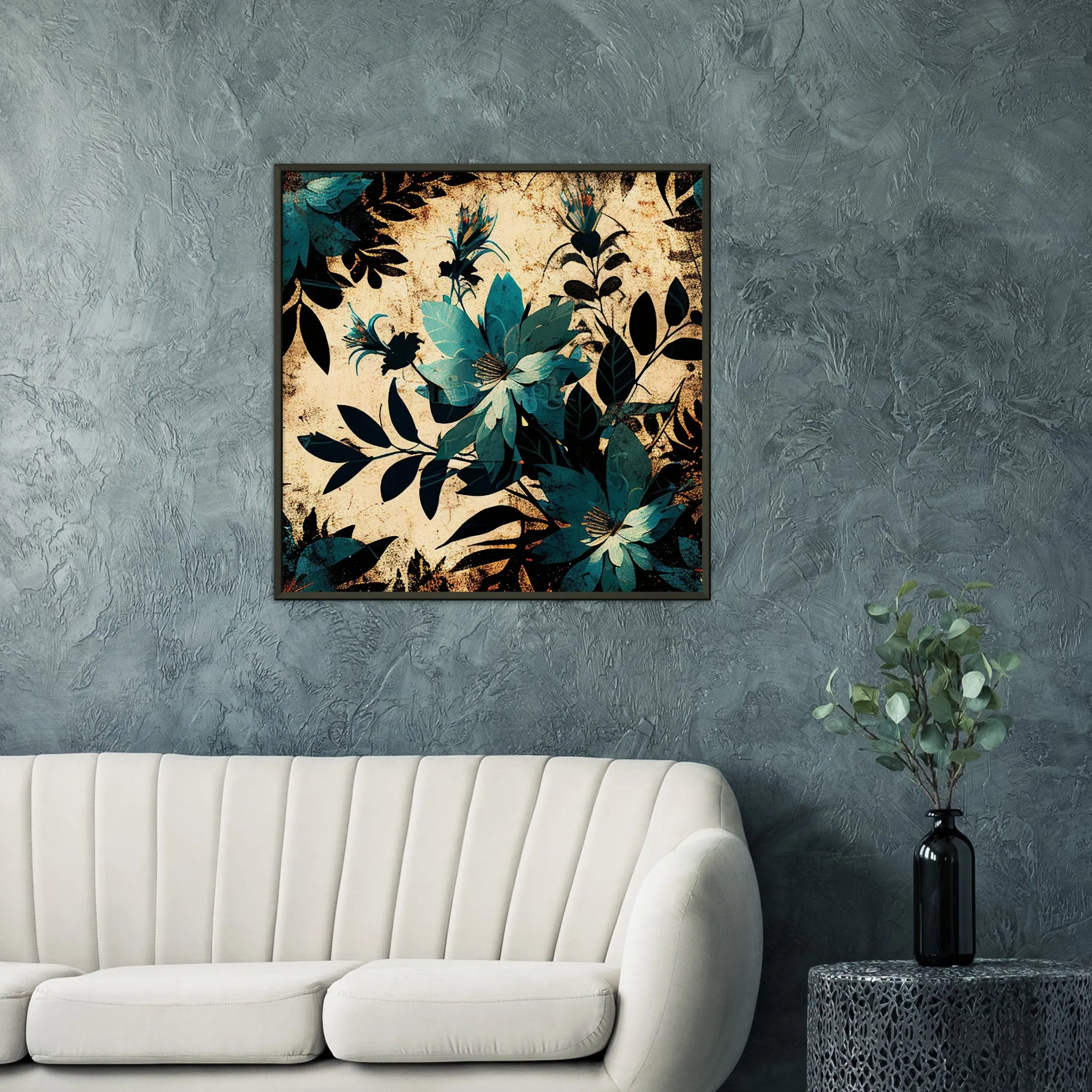 Vampire Art Grunge Flowers - Premium Matte Paper Metal Framed Poster - 70x70cm (28 x 28inch)