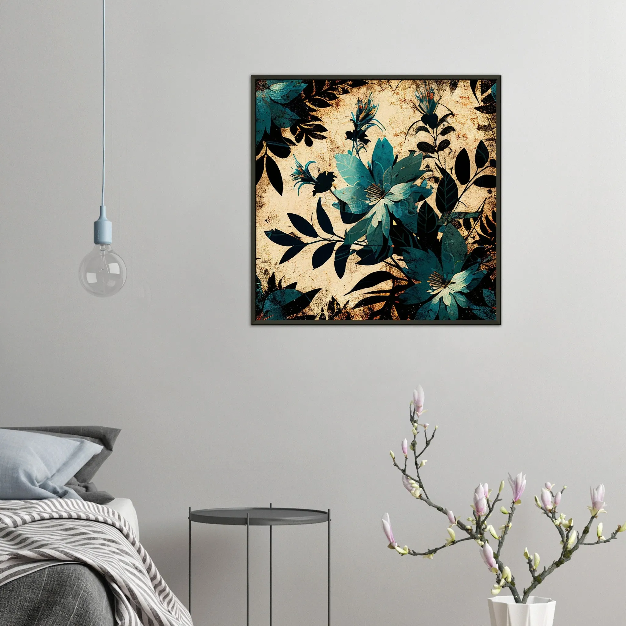 Vampire Art Grunge Flowers - Premium Matte Paper Metal Framed Poster - 70x70cm (28 x 28inch)