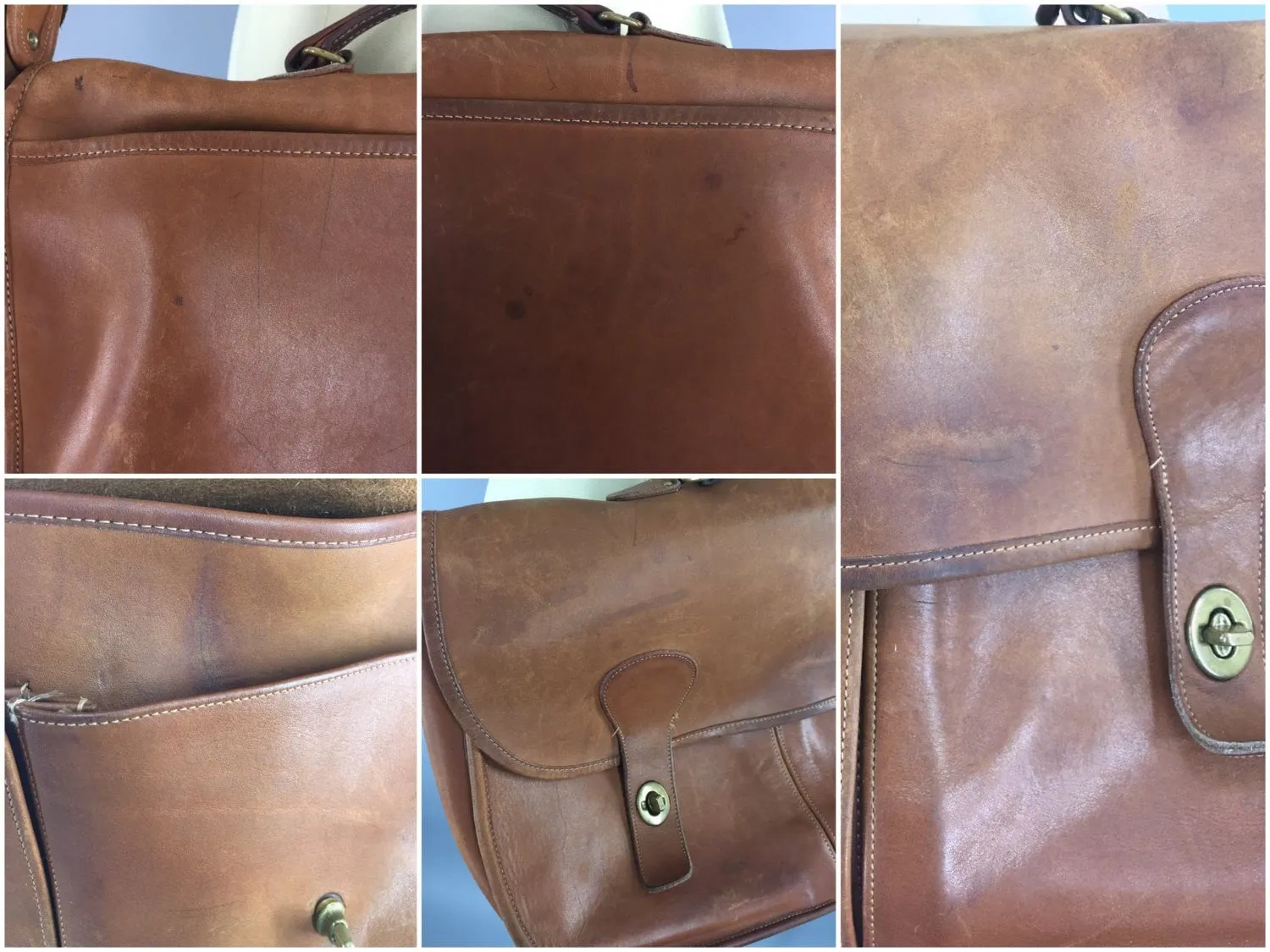 Vintage 1970s Coach Tan Leather Musette Messenger Bag