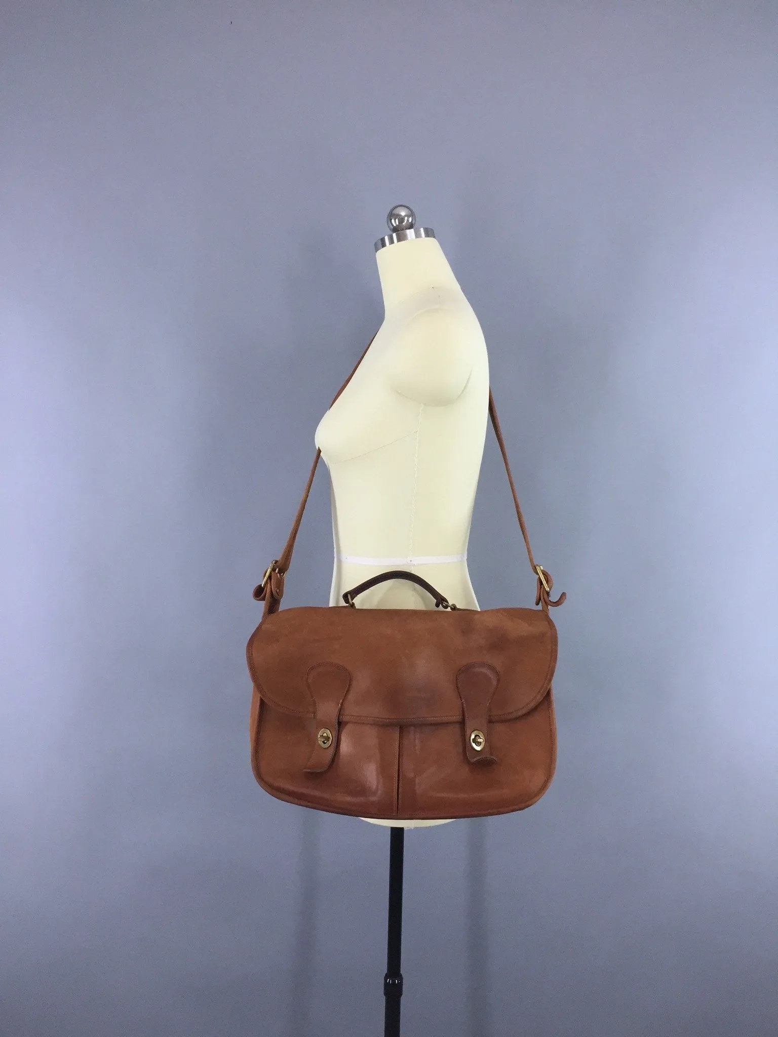 Vintage 1970s Coach Tan Leather Musette Messenger Bag