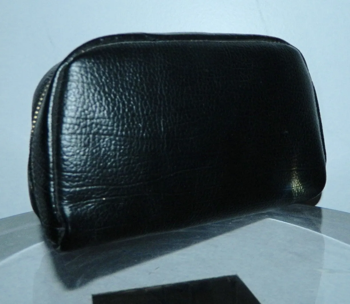 vintage black leather clutch bag PROPPER US Dopp kit pouch 1950s