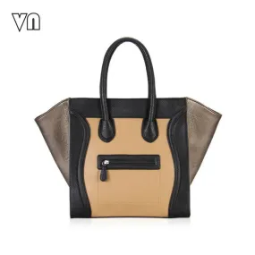 VN 2016 Fashion Ladies PU Leather Smiley Tote Bags Vintage Smile Face Gold Leather Handbags Casual Women's Handbags Shoulder Bag