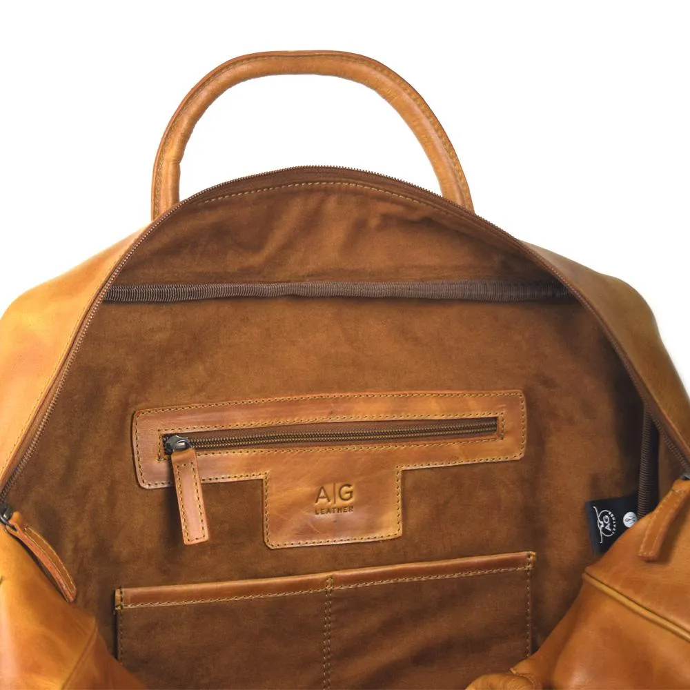 Waldorf Urban Sport Bag in Cognac Leather - final sale no exchange