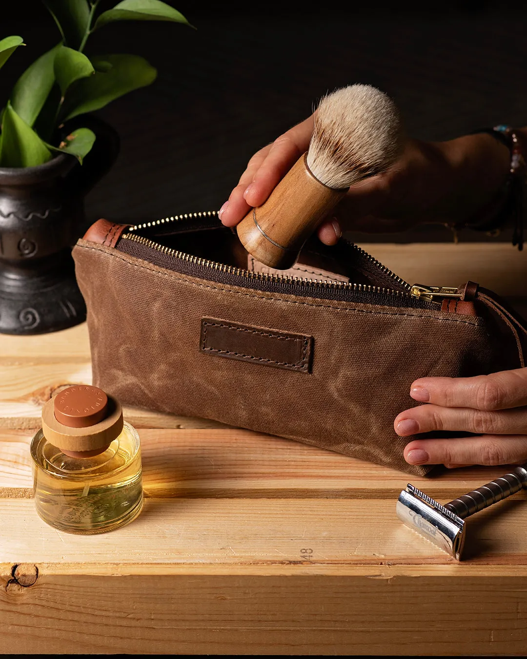 Waxed Canvas Small Toiletry Bag