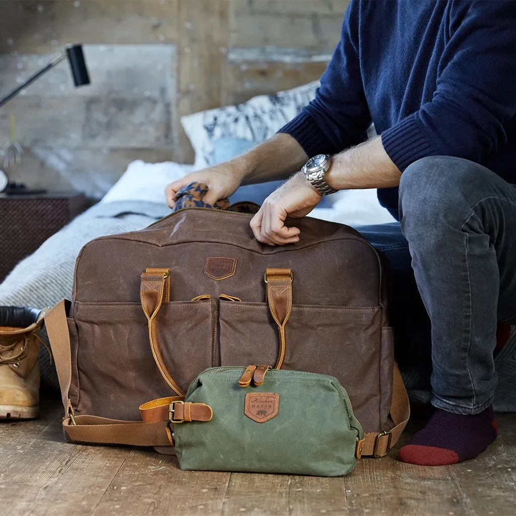 Waxed Canvas Weekend & Wash Bag Set