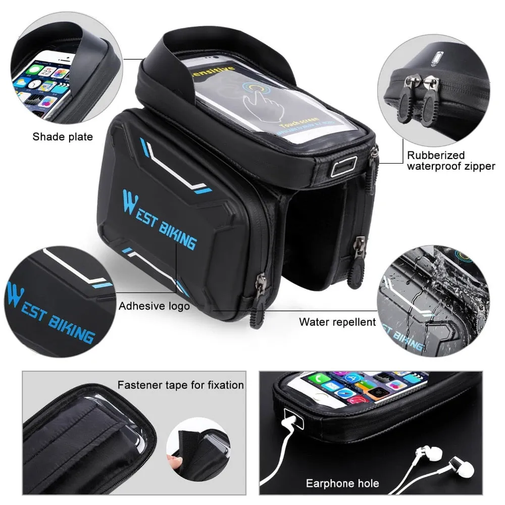 WEST BIKING Bicycle Bags Front Frame High-quality MTB Bike Bag Cycling Accessories Waterproof Screen Touch Top Tube Phone Bag