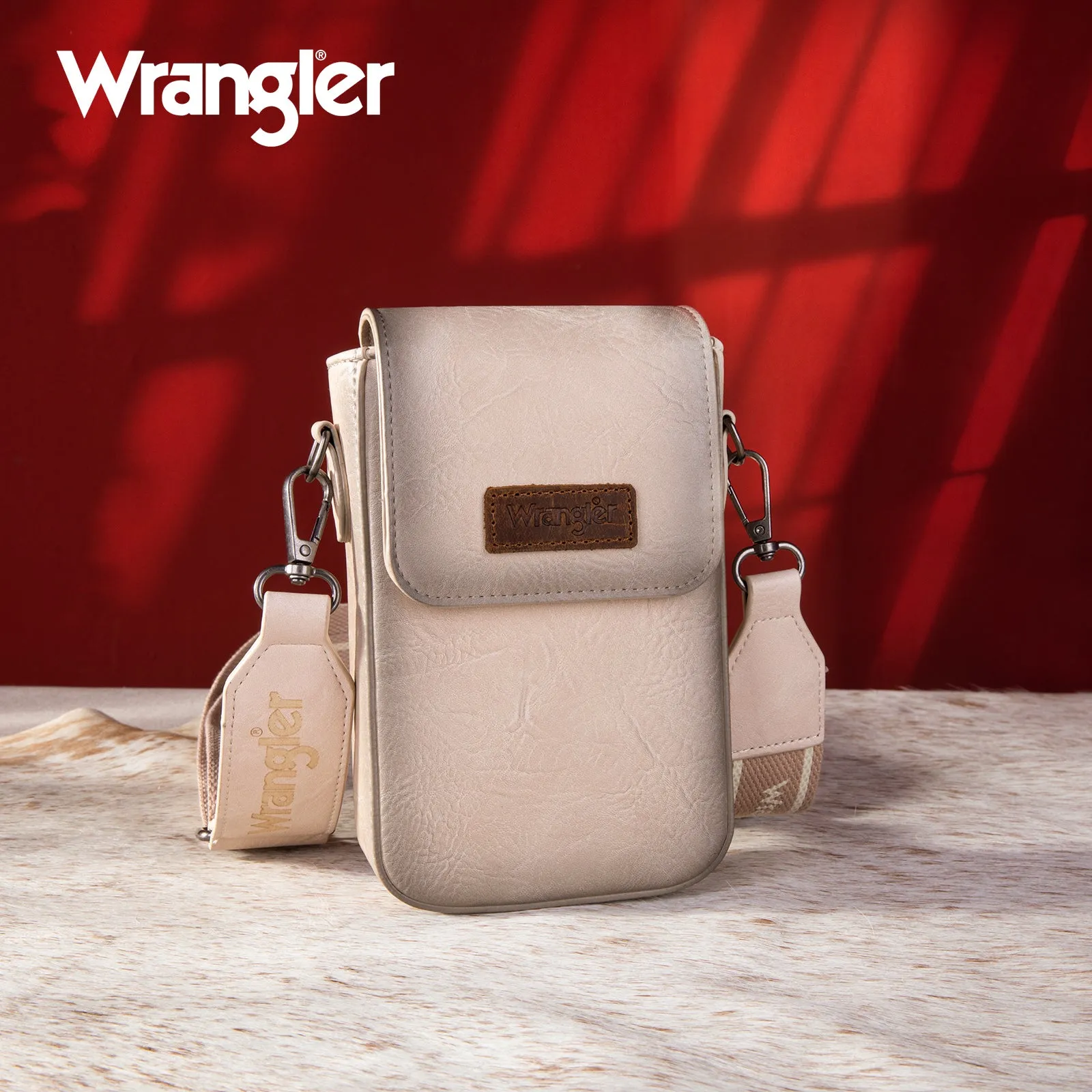 WG118-204  Wrangler Crossbody Cell Phone Purse With Back Card Slots - Tan