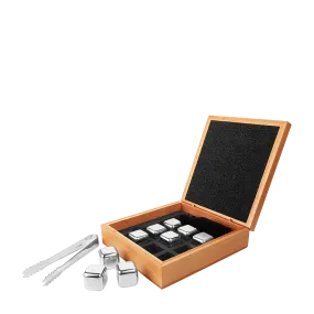 Whiskey Stone Set in Bamboo Case