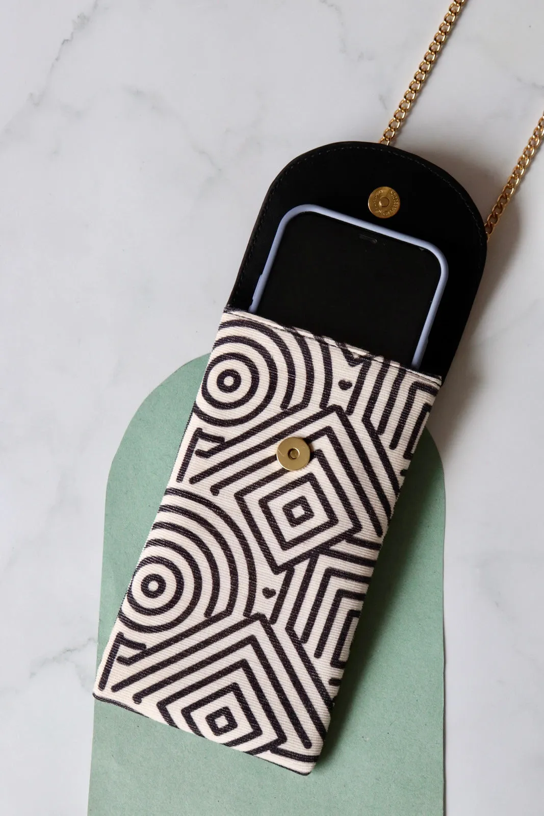 White Fire Phone Bag - Geometric