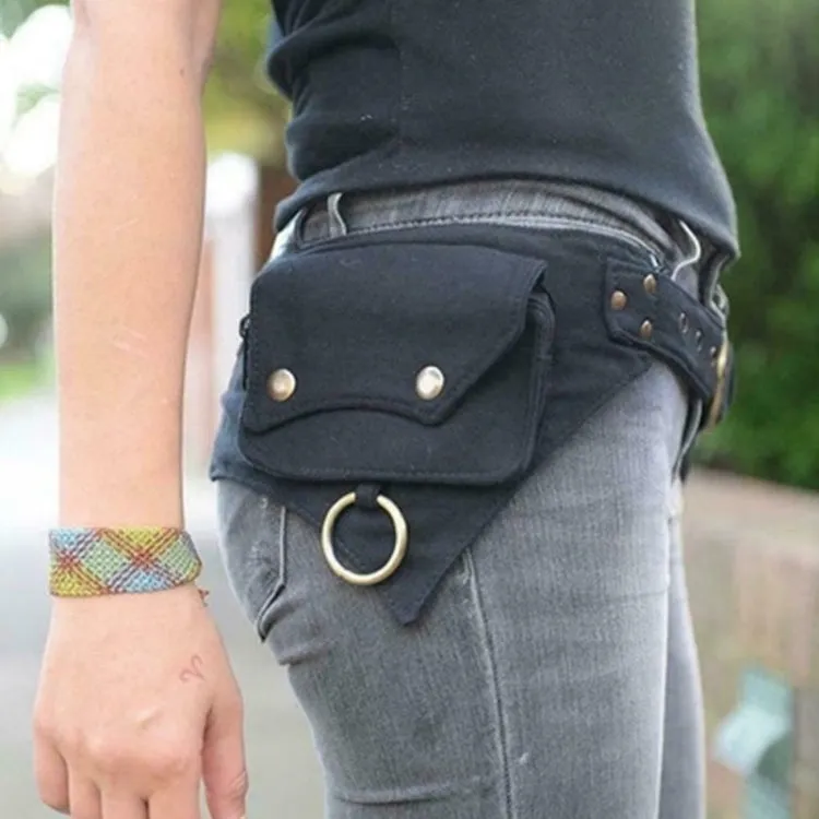 Women Waist Bag Outdoor Sporting Travelling Hip-Hop Belt Bag(Black)