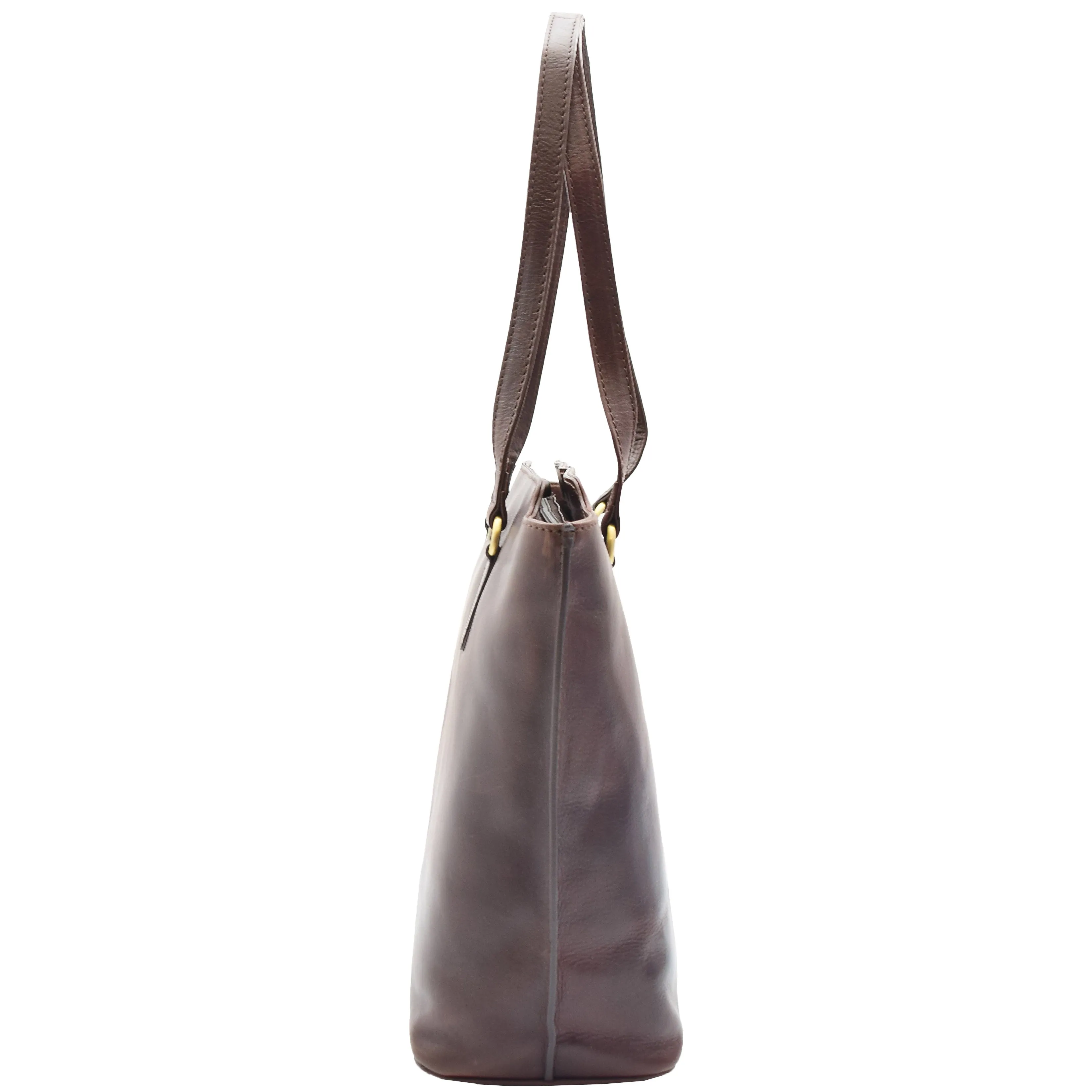 Womens Large Casual Real Leather Shoulder Handbag Greenland Brown