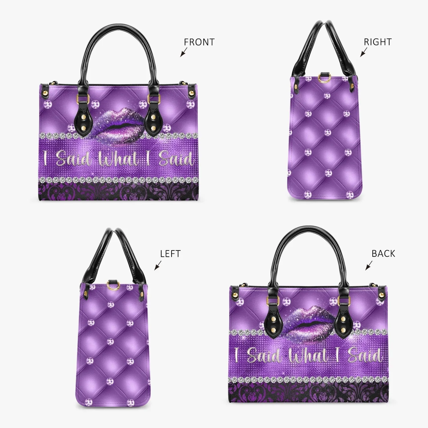 Women's Tote Bag - Purple Tuft and Damask, I Said What I Said