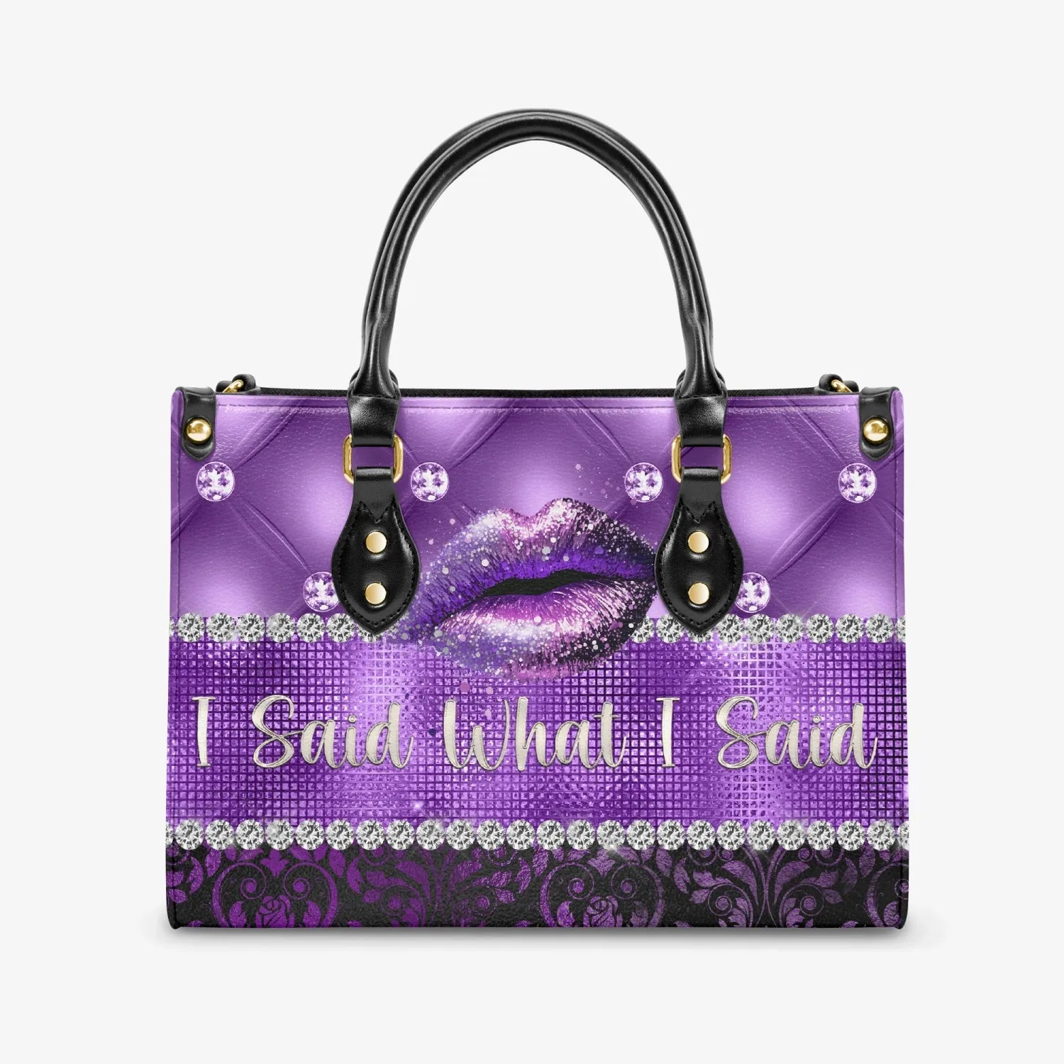 Women's Tote Bag - Purple Tuft and Damask, I Said What I Said