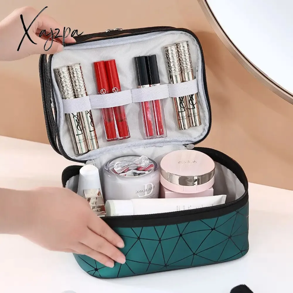 Xajzpa - Double Layer Multifunctional Transparent Cosmetic Bag Ladies Cosmetic Bag Large Capacity Travel Cosmetic Storage Box