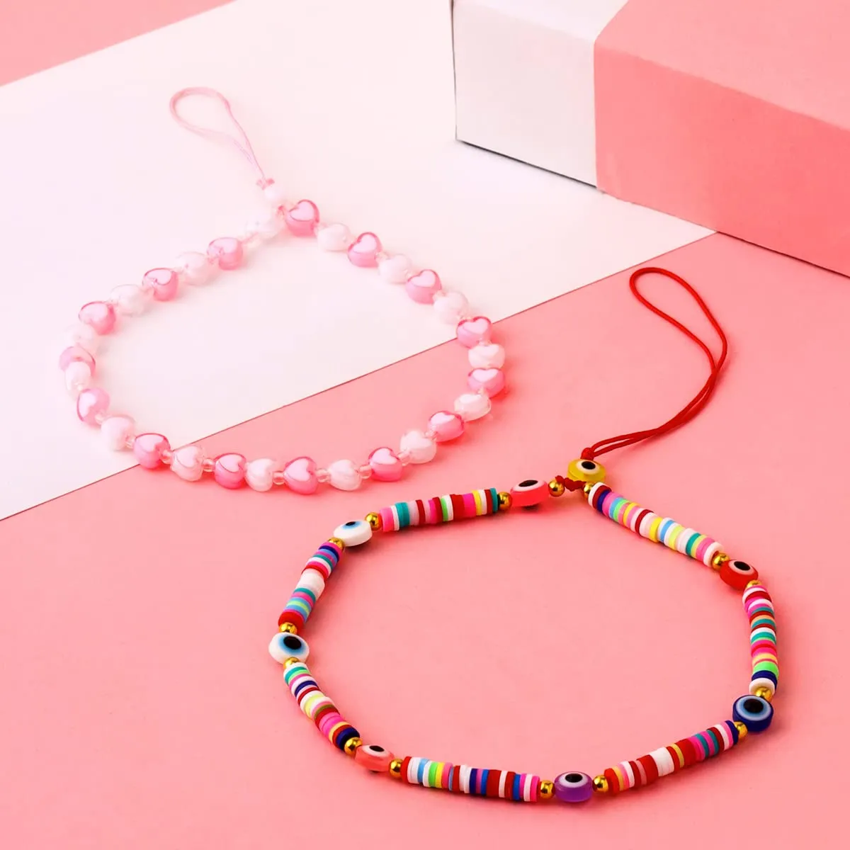 Yellow Chimes Phone String For Women Combo Of 2 Pcs Multicolor Beaded Phone Case Charm Phone Chain Wrist Strap For Women and Girls