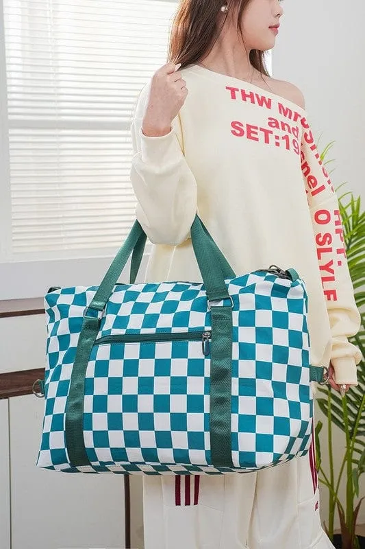 Zenana Checkered Multi-Pocket Travel Bag